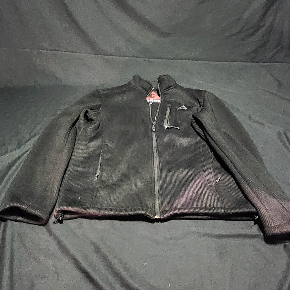 Gerry Black Heavy Textured Knit Men's Sz L Jacket Fleece Lined Full Zip Black